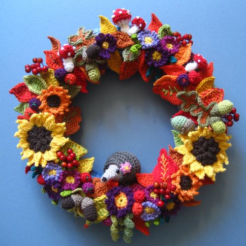 Autumn Leaves Wreath Free Crochet Pattern
