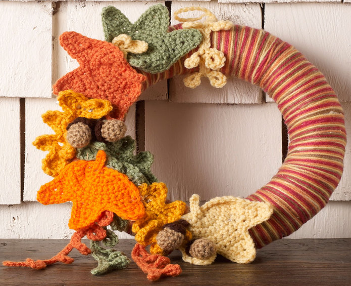 Autumn Leaves Wreath Free Crochet Pattern