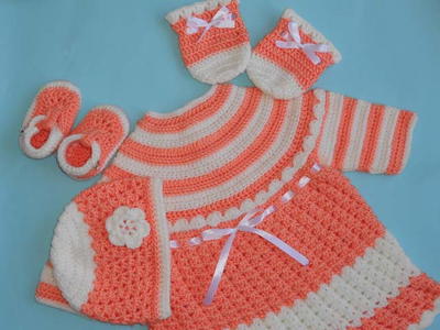 Baby Dress, Hat, Booties, Mittens Free Crochet Pattern