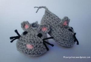 Baby Mouse Booties Free Crochet Pattern