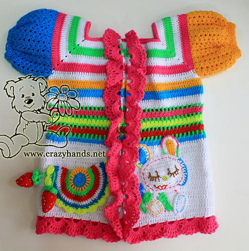 Baby Rainbow Cardigan Free Crochet Pattern