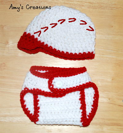 Baseball Hat & Diaper Cover Free Crochet Pattern