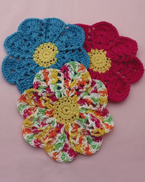 Blooming Flower Dish Cloths Free Crochet Pattern