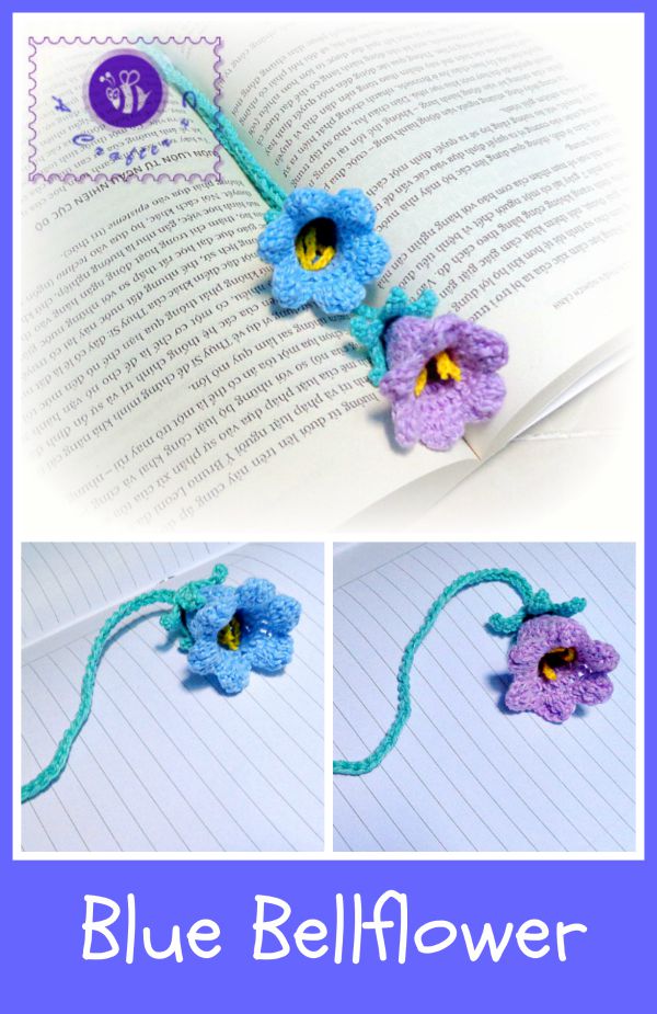 Blue Bellflower Bookmark Free Crochet Pattern