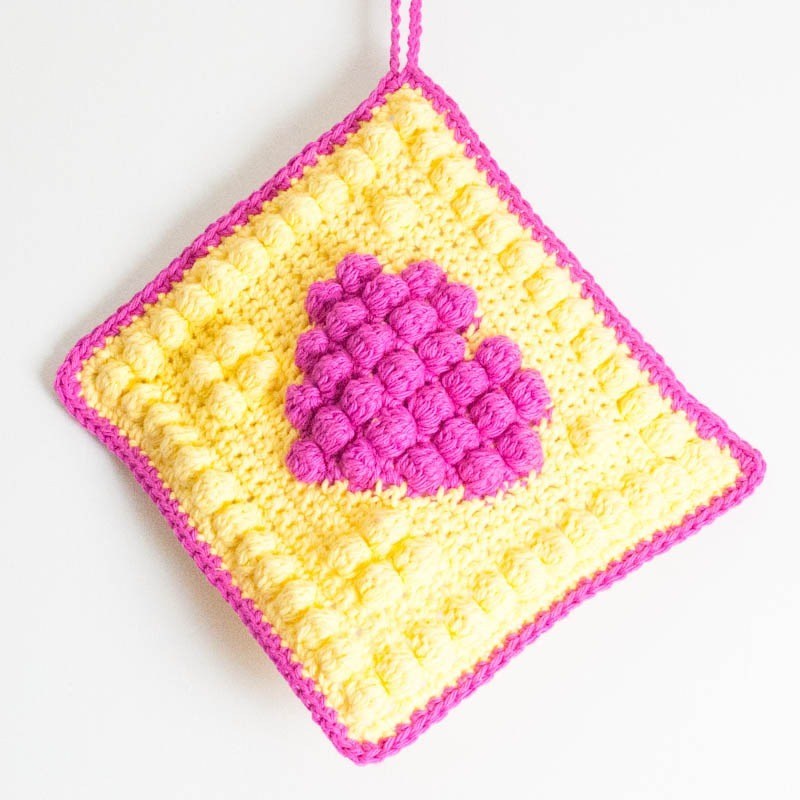 Bobble Heart Potholder Free Crochet Pattern