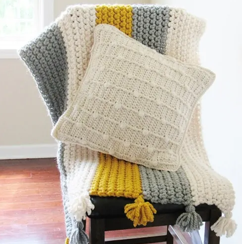 Bobble Pillow Set Free Crochet Pattern