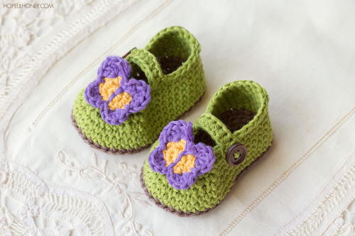 Butterfly Garden Baby Booties Free Crochet Pattern