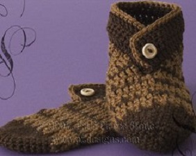 Button Cuff Slippers Free Crochet Pattern
