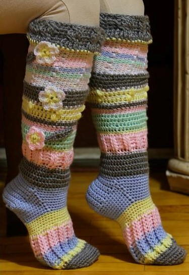 Colorful Knee Socks Free Crochet Pattern