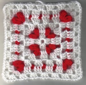 Cornered Hearts Granny Square Free Crochet Pattern