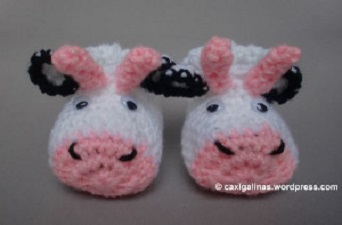 Cow Baby Booties Free Crochet Pattern