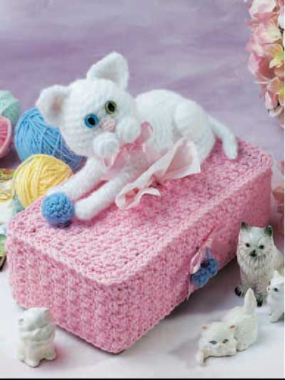Cuddly Cats Tissue Box Cover Free Crochet Pattern