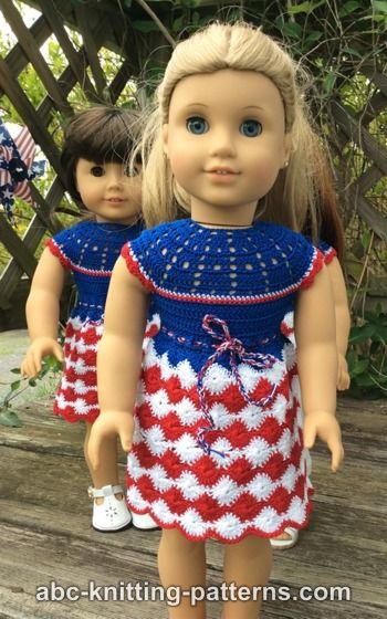 Doll Independence Day Dress Free Crochet Pattern