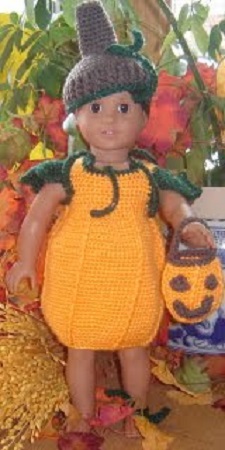 Doll Pumpkin Costume Free Crochet Pattern