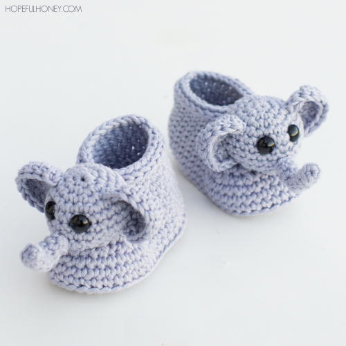 Elephant Baby Booties Free Crochet Pattern