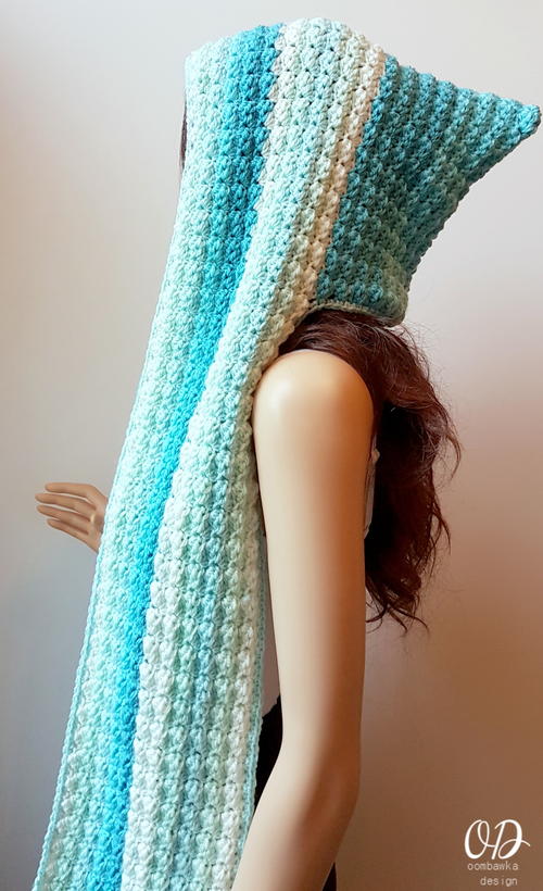 Faerie Mist Hooded Scarf Free Crochet Pattern