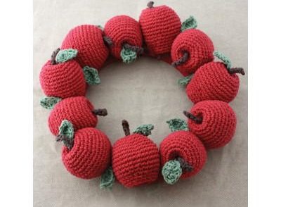 Faux Fruit Wreath Decor Free Crochet Pattern