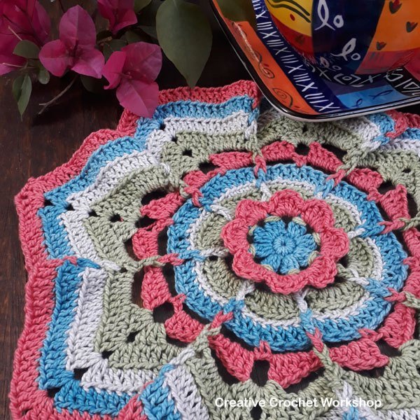 Flower Burst Potholder Free Crochet Pattern