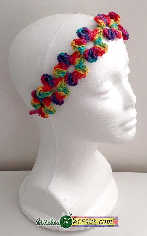Flower Chain Headband Free Crochet Pattern