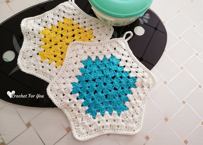 Granny Hexagon Potholder Free Crochet Pattern