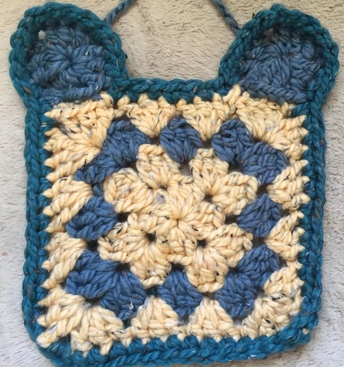 Granny Square Baby Bib Free Crochet Pattern