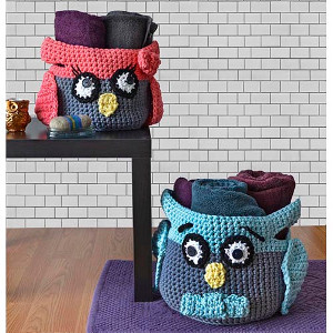 Hooty Owl Baskets Free Crochet Pattern