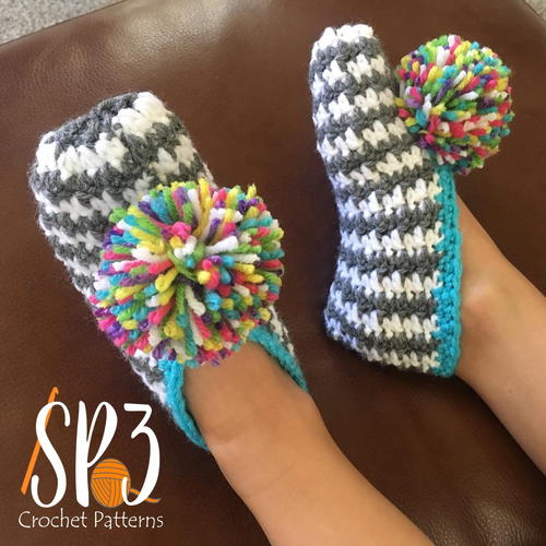 Houndstooth Slippers Free Crochet Pattern