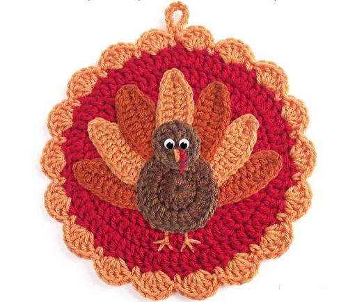 Little Gobbler Thanksgiving Pot Holder Free Crochet Pattern