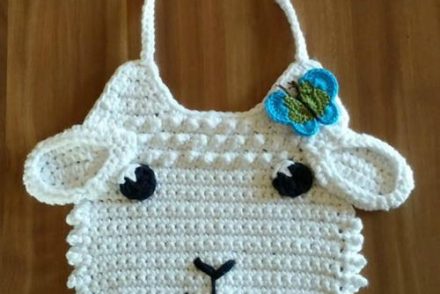 Little Lamb Baby Bib Free Crochet Pattern