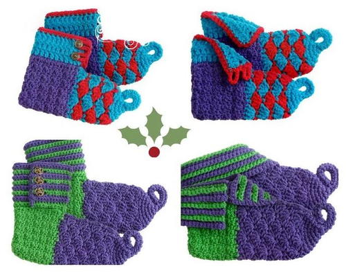 Merry Elf Booties Free Crochet Pattern