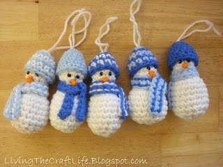 Mini Snowman Ornament Free Crochet Pattern