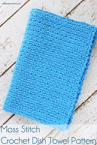 Moss Stitch Dish Towel Free Crochet Pattern