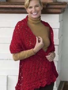 Perfect Red Shawl Free Crochet Pattern