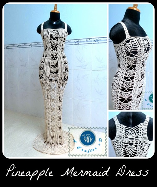 Pineapple Mermaid Dress Free Crochet Pattern