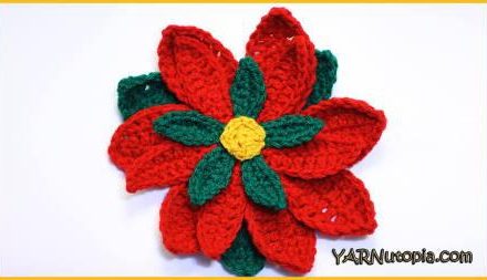 Poinsettia Flower Free Crochet Pattern