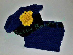Police Hat and Diaper Set Free Crochet Pattern