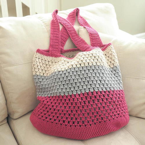 Puff Stitch Market Bag Free Crochet Pattern