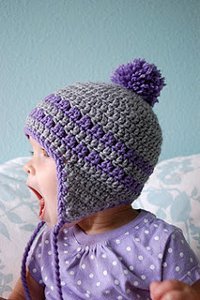 Purple Gray Earflap Hat Free Crochet Pattern