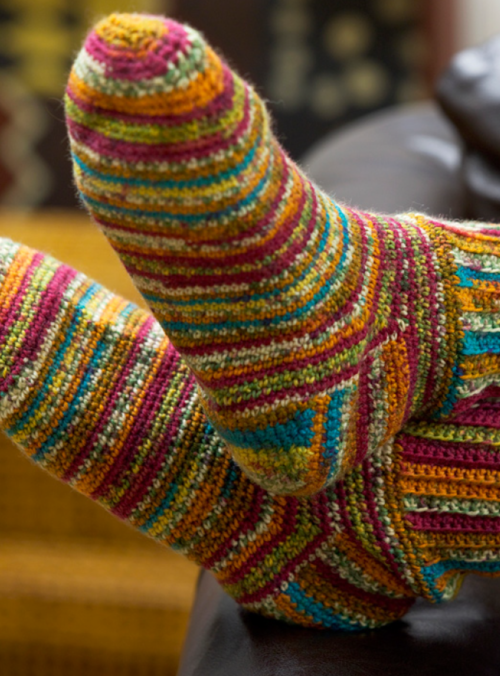 Rainbow Sherbert Socks Free Crochet Pattern