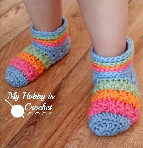 Rainbow Slippers Free Crochet Pattern