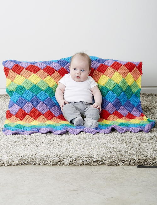 Rainbow Tunisian Baby Blanket Free Crochet Pattern