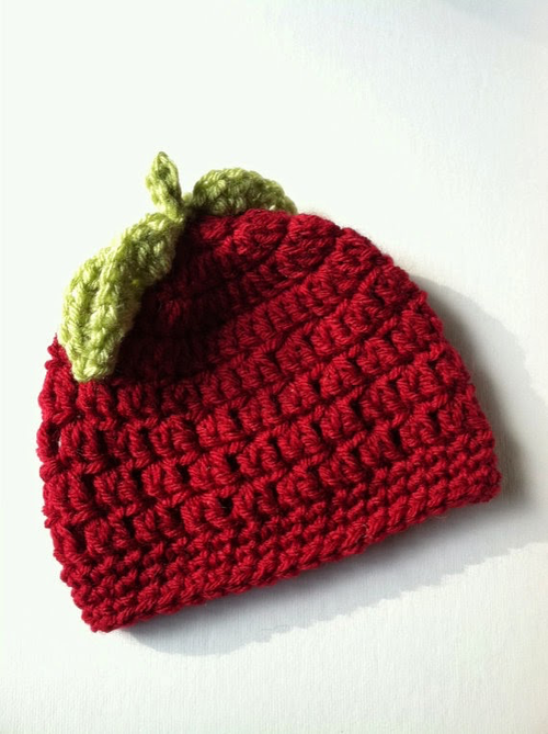Red Apple Baby Hat Free Crochet Pattern