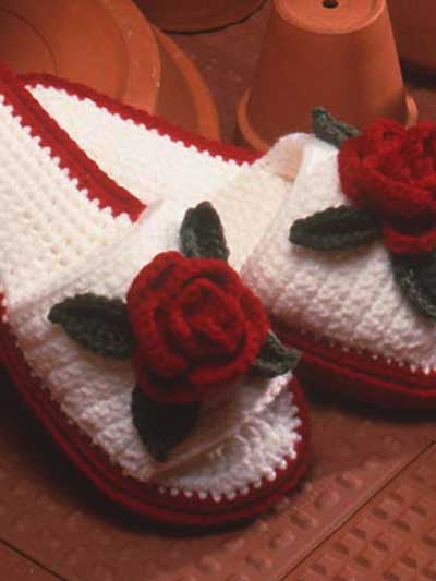 Rose Slippers Free Crochet Pattern