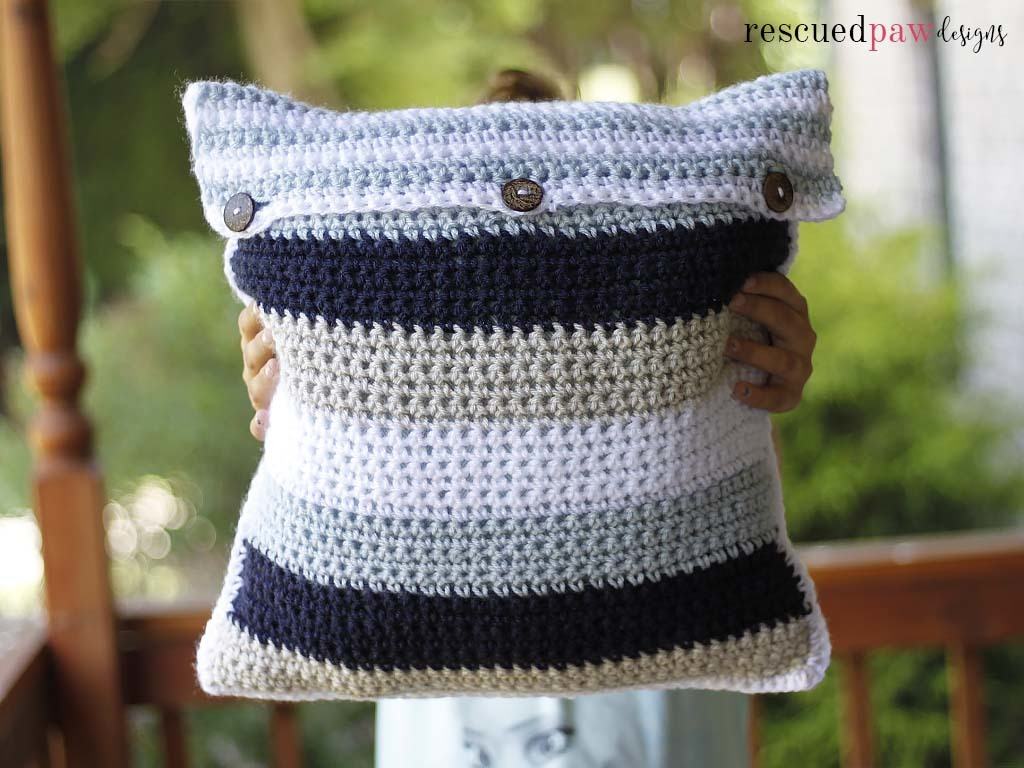 Striped Pillow Cover Free Crochet Pattern