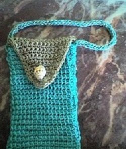 Tunisian Stitch Cell Phone Bag Free Crochet Pattern