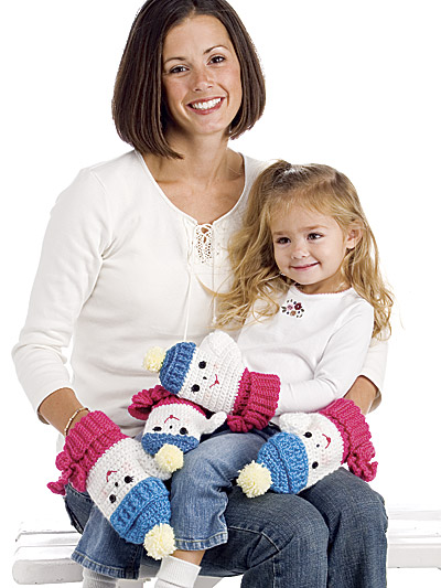 Two of a Kind Snowlady Mittens Free Crochet Pattern