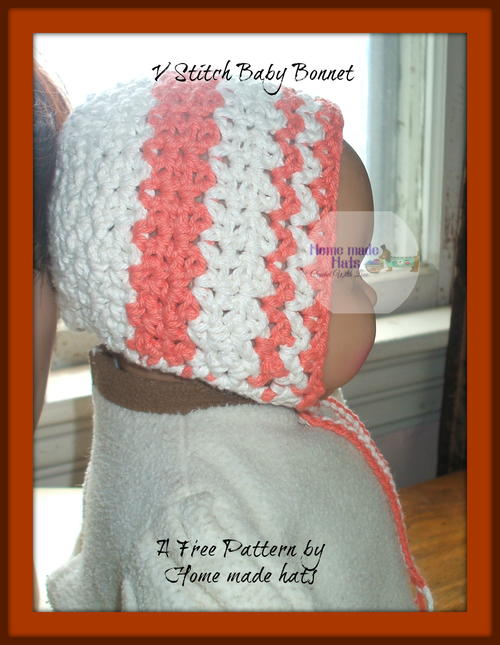 V-Stitch Baby Bonnet Free Crochet Pattern