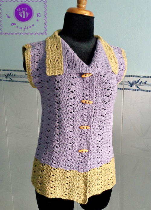 Vintage Collar Vest Free Crochet Pattern