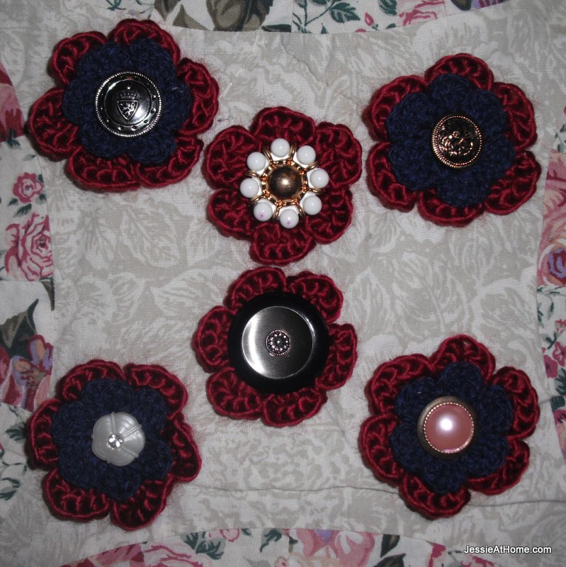 Vintage Flower Button Free Crochet Pattern