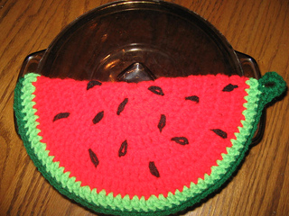 Watermelon Slice Potholder Free Crochet Pattern